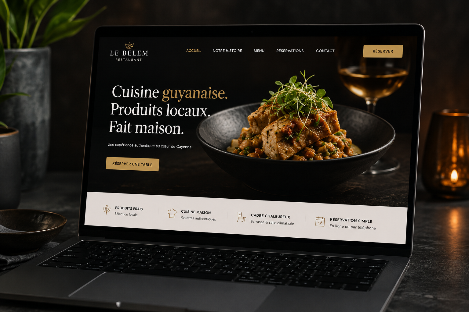Mockup de site restaurant